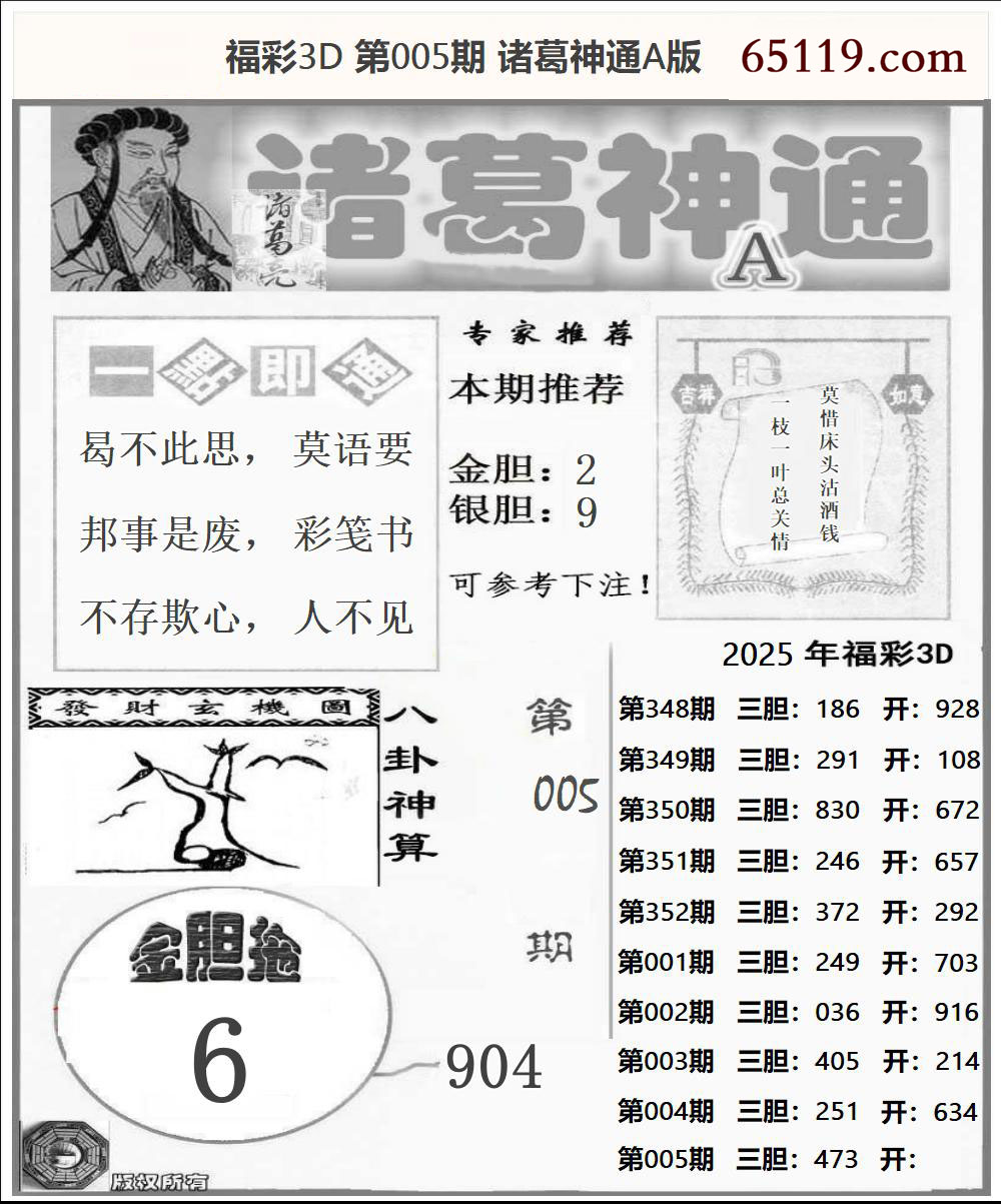 福彩3D诸葛神通A版